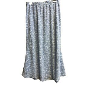 WSHLST Womens Blue Floral A-Line Midi Skirt Elastic Waist Pull-On L Regular